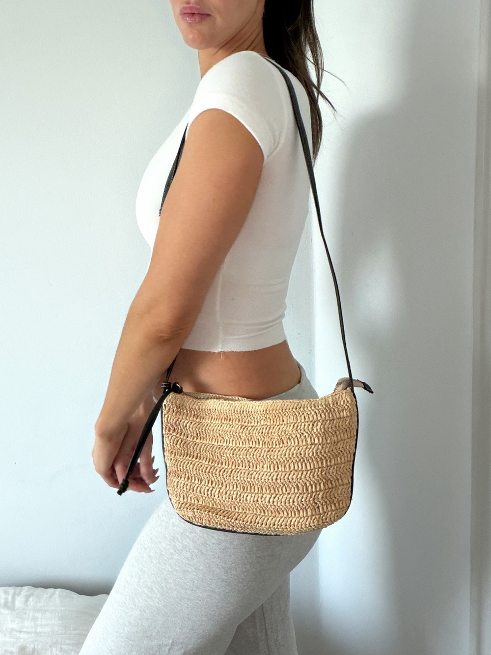 Zara Woven Raffia Shoulder Bag